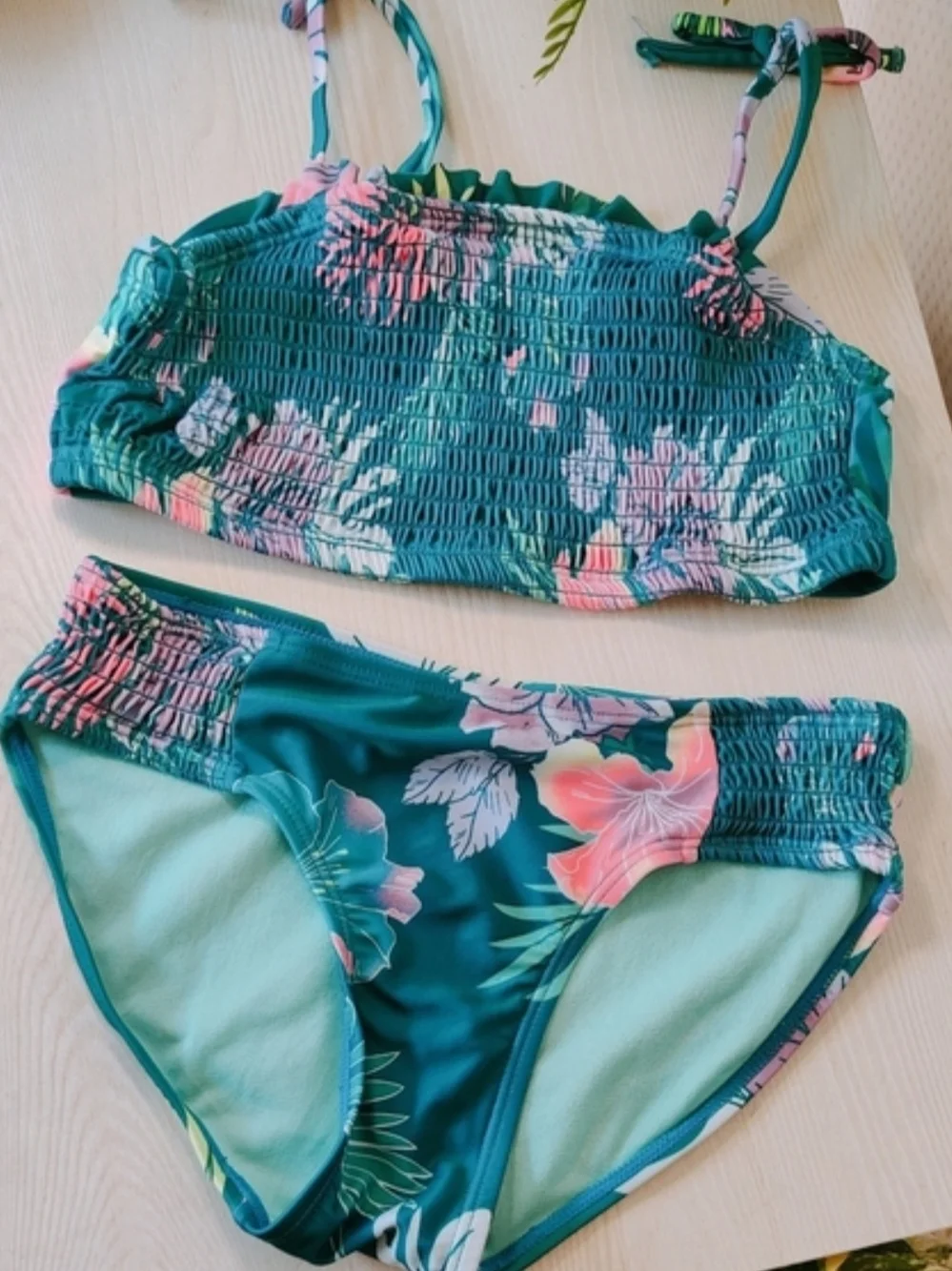 Justice Girls Teal Tropical Bikini Size M(10)